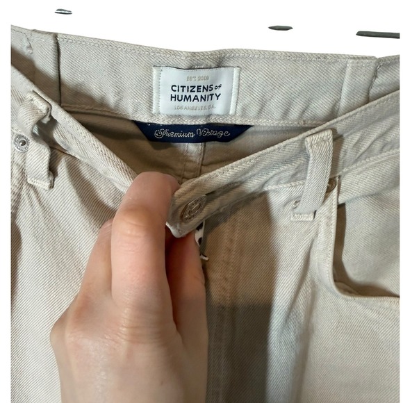 CITIZENS OF HUMANITY Horseshoe Jeans Gray Light Wash Distressed 28 Wide Leg - Picture 3 of 11